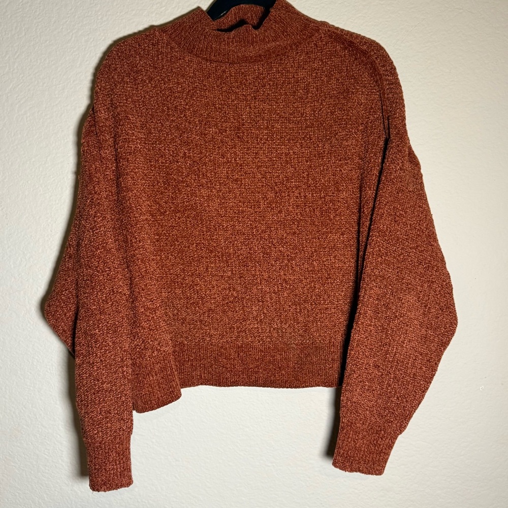 Jon & Anna Mock Neck Burnt Orange Neutral Lightweight Sweater XL